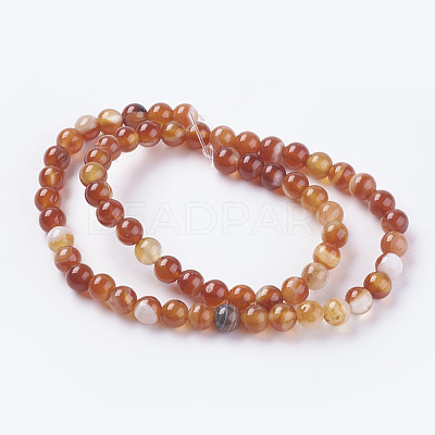 Natural Striped Agate/Banded Agate Beads Strands G-G591-6mm-03-1