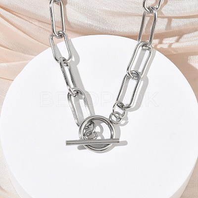 304 Stainless Steel Paperclip Chains Necklaces NJEW-Z102-02P-1