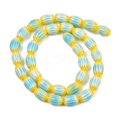 Handmade Millefiori Glass Oval Bead Strands LK-Z001-01B-04-1