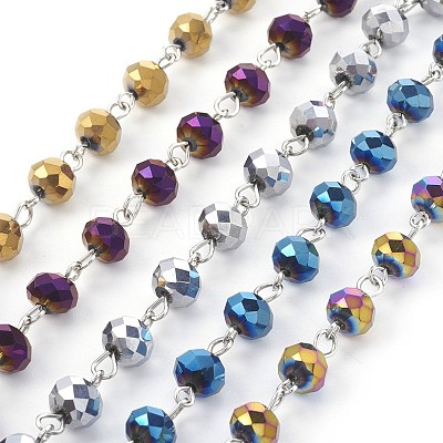 Handmade Electroplate Glass Beaded Chains AJEW-JB00466-1