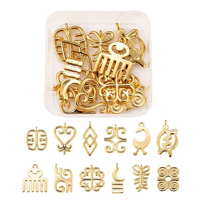 12Pcs 12 Style Brass Pendants KK-LS0001-28G-1