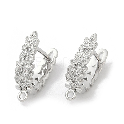 Brass with Cubic Zirconia Stud Earring Findings KK-Q051-02P-1