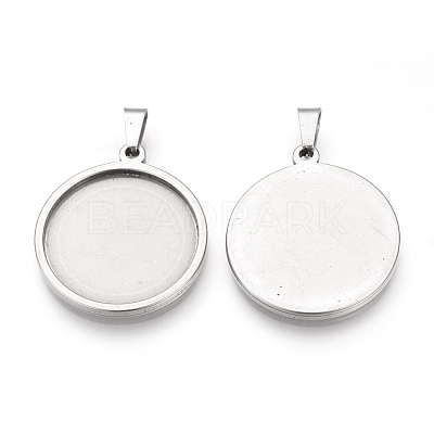 Non-Tarnish 304 Stainless Steel Pendant Cabochon Settings X-STAS-S073-04P-1
