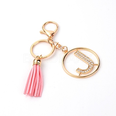 Alloy Rhinestone Keychain KEYC-WH0018-35J-1