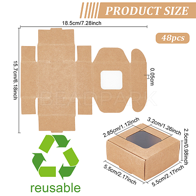 Square Foldable Creative Kraft Paper Box CON-WH0089-20A-1