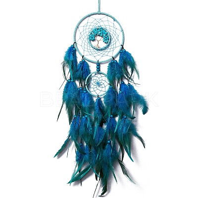 Iron & Synthetic Turquoise Chips Pendant Hanging Decoration PW-WG35869-02-1