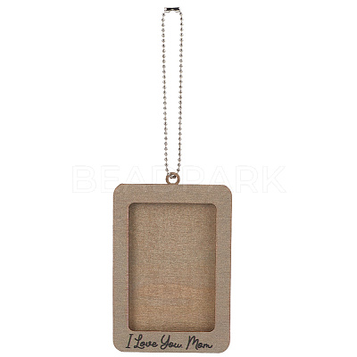 Rectangle with Word I Love You Mom Wood Hanging Photo Frame HJEW-SP0001-19B-1
