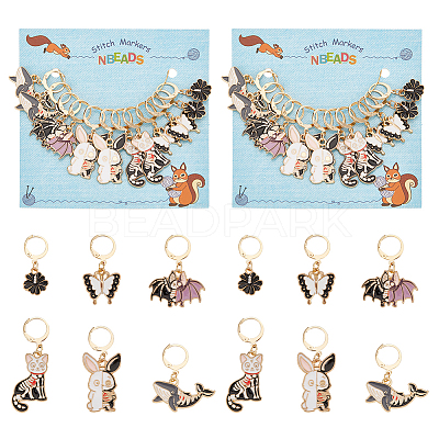 Alloy Enamel with Rhinestone Pendant Stitch Markers HJEW-AB00236-1