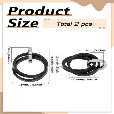 2Pcs 304 Stainless Steel Interlocking Ring Pendants STAS-LP0002-84B-1