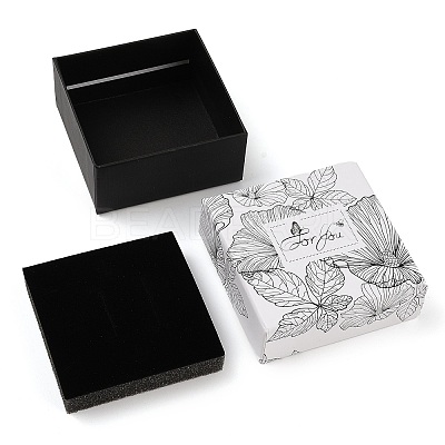 Flower Print Cardboard Paper Jewelry Storage Boxes LS-CON-P022-01C-1