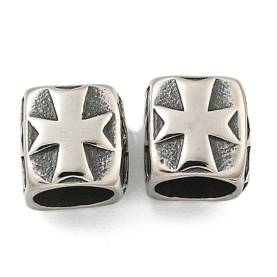 316 Surgical Stainless Steel with Rhinestone Large Hole Cube Beads STAS-Q326-08AS-02-1