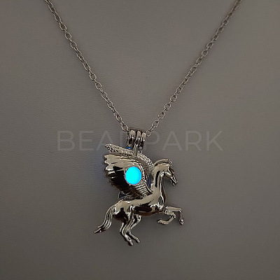 Alloy with Luminous Resin Bead Inside Pendant Necklaces for Women Men FS-WG4D5C2-24-1