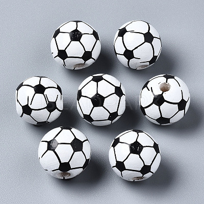 Painted Natural Wood European Beads X-WOOD-S057-050-1