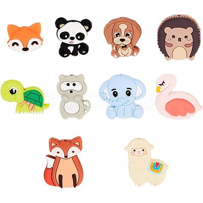 10Pcs 10 Style Silicone Beads SIL-CA0001-27-1
