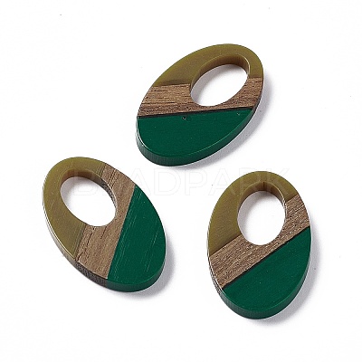 Opaque Resin & Walnut Wood Pendants RESI-M027-02C-1
