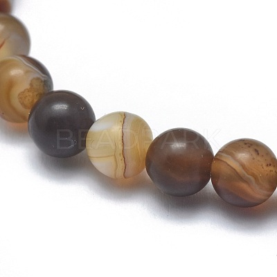 Natural Banded Agate/Striped Agate Bead Stretch Bracelets BJEW-K212-B-003-1