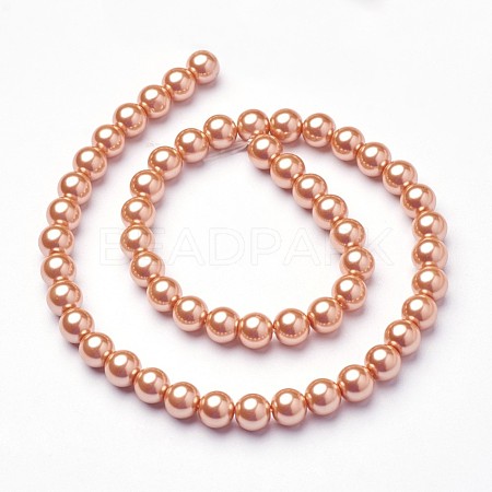 Eco-Friendly Dyed  Glass Pearl Round Beads Strands HY-A002-8mm-RB057-1