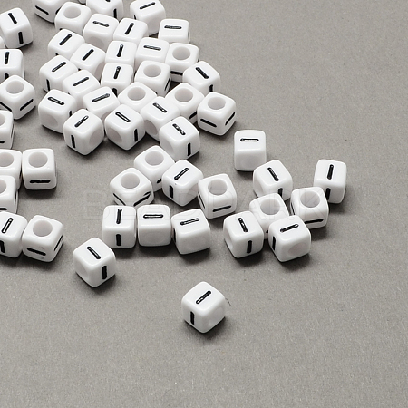 Large Hole Acrylic Letter European Beads SACR-Q103-6mm-01I-1