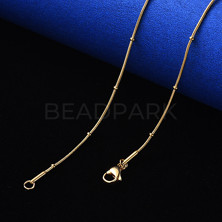 PVD Vacuum Plating 304 Stainless Steel Round Snake Chain Necklace NJEW-S420-009C-G-1