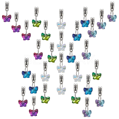 30Pcs 5 Color Faceted Glass Pendants PALLOY-AB00033-1