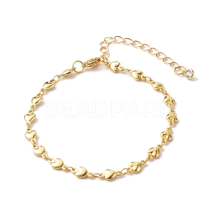 Brass Heart Link Chains Bracelets BJEW-JB06544-1