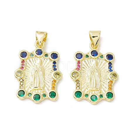 Rack Plating Brass Micro Pave Cubic Zirconia Pendants LS-KK-E278-07G-1