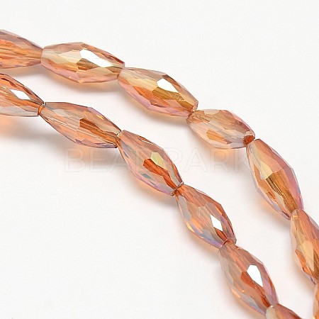 Electroplate Crystal Glass Rice Beads Strands EGLA-F042-A01-1