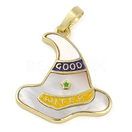 Halloween Rack Plating Brass Enamel Pendants KK-U032-10C-G-1