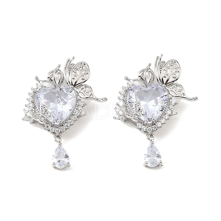 Brass & Clear Cubic Zirconia Pendants KK-G558-04P-1