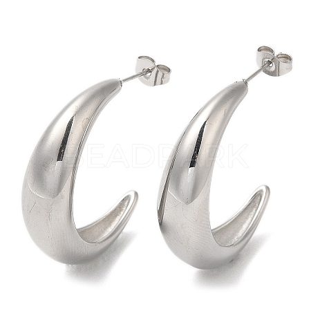 304 Stainless Steel Crecent Moon Stud Earrings EJEW-B026-05P-1
