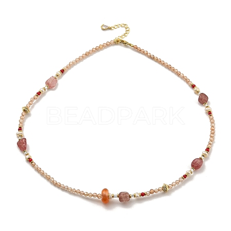 Natural Pearl & Natural Gemstone Beaded Necklaces NJEW-M214-06G-1