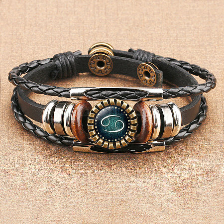 12 Constellations PU Leather Multi-strand Bracelets WGFD09F-04-1