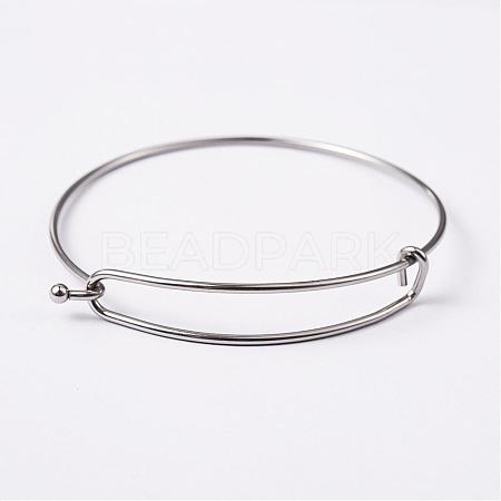 Adjustable 304 Stainless Steel Expandable Bangle Making BJEW-L604-09P-1