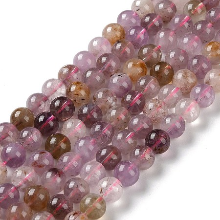 Natural Purple Rutilated Quartz Beads Strands G-M427-A01-02-1