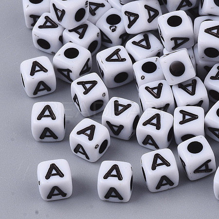 White Opaque Acrylic Beads X-MACR-R869-02A-1