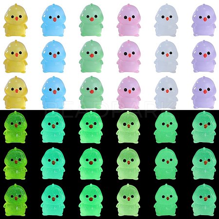 36Pcs 6 Colors Chick Luminous Resin Display Decorations DJEW-SZ0001-08-1