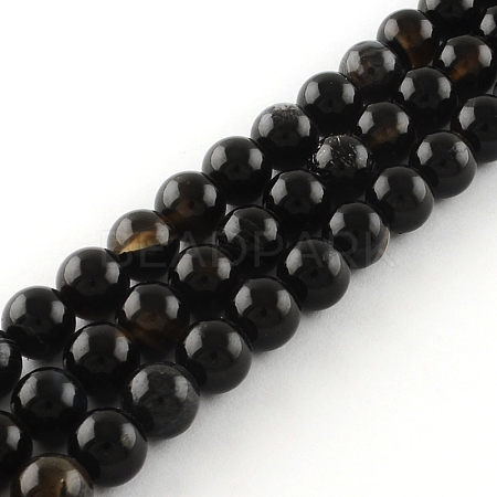 Natural Black Onyx Round Bead Strands G-R198-4mm-1
