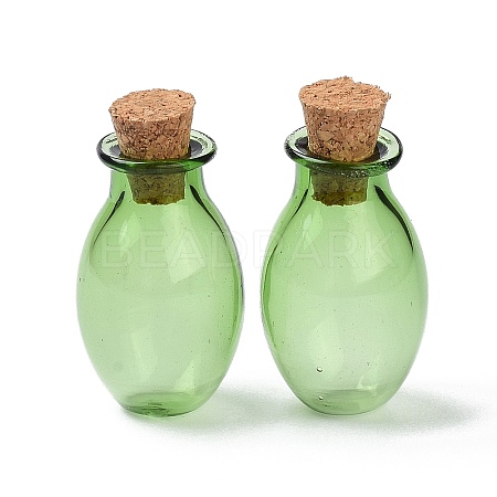 Oval Glass Cork Bottles Ornament LS-AJEW-O032-03F-1