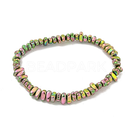 Oval Rainbow Plated Synthetic Non-magnetic Hematite Beaded Stretch Bracelets for Women Men BJEW-K242-01-1