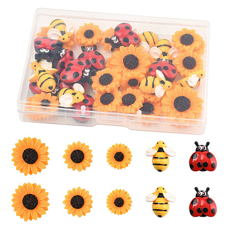 45Pcs 5 Styles Opaque Resin Cabochons CRES-YW0001-36-1