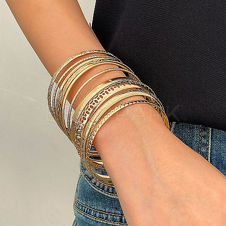 10Pcs Alloy Bangle Set for Women WG160B4-08-1