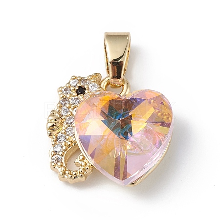 Real 18K Gold Plated Rack Plating Brass Micro Pave Cubic Zirconia Pendants KK-C015-02G-03-1