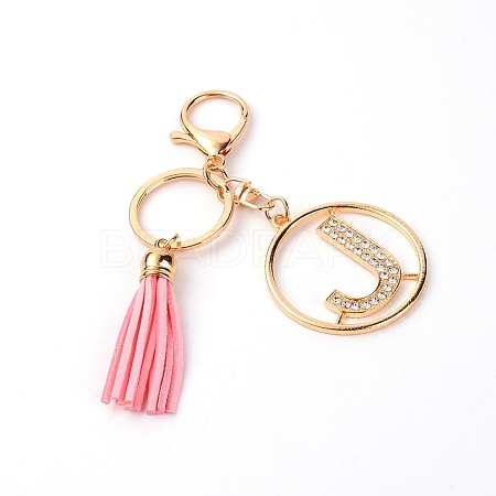 Alloy Rhinestone Keychain KEYC-WH0018-35J-1
