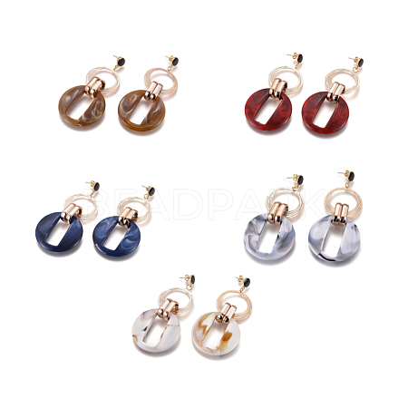 Imitation Gemstone Style Acrylic Dangle Earrings EJEW-JE03673-1