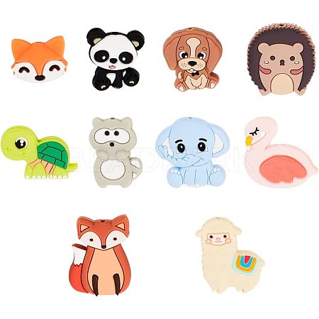 10Pcs 10 Style Silicone Beads SIL-CA0001-27-1