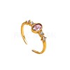 304 Stainless Steel Micro Pave Cubic Zirconia Cuff Open Rings WGC5C97-02-2