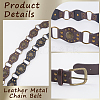 Vintage PU Leather Rivet Stitching Chain Belts with Alloy Buckles AJEW-WH20064-22A-5