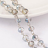 Faceted Rondelle Handmade Electroplate Glass Beads Chains AJEW-JB00130-2