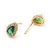 Green Cubic Zirconia Teardrop Stud Earrings EJEW-F288-20G-2