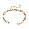 Two Tone Handmade Brass Curb Chain Bracelet Makings AJEW-JB00850-2